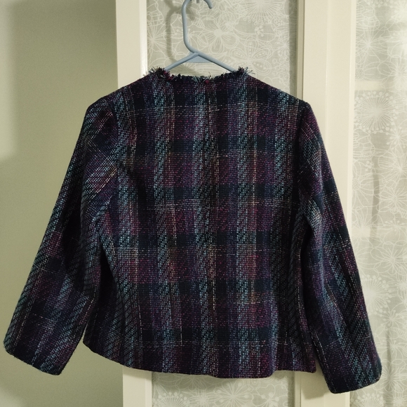 Kark Lagerfeld Paris boucle plaid open blazer small - Picture 5 of 5